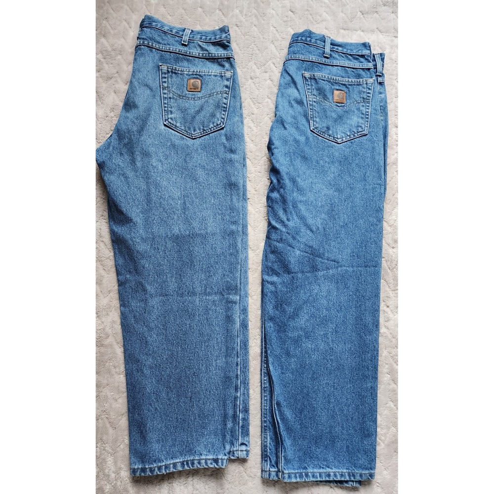 Carhartt Relaxed Fit Straight Leg Blue Denim Jeans (2 PAIR) Mens 38x28